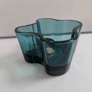 IITTALA Alvar Aalto Turquoise GLASS Votive TEALIGHT CANDLE HOLDER